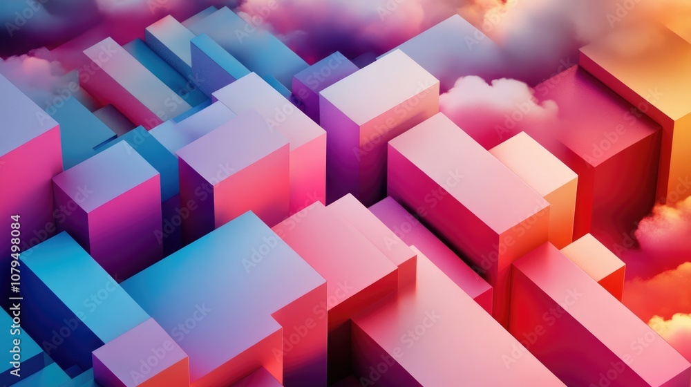 Aufkleber creative geometric relief artwork for cloud based computing solutions