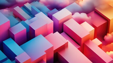 Naklejka premium Creative Geometric Relief Artwork for Cloud Based Computing Solutions