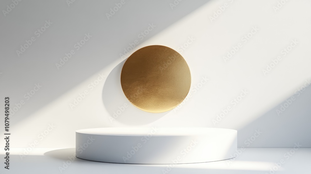 Poster blank podium for products with a luxury gold circle mock up of a winner s podium with a cylindrical 