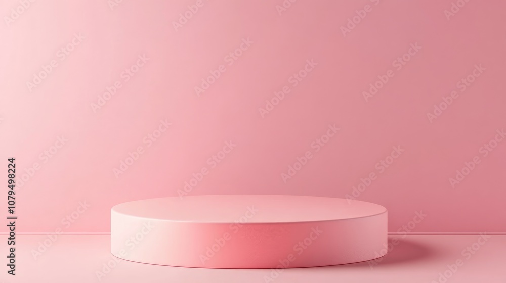 Aufkleber 3D rendering of a minimalistic blank podium featuring a romantic theme Display stand for product showcase mockup Cylindrical stage in a lovely pink hue with a simple design Charming background