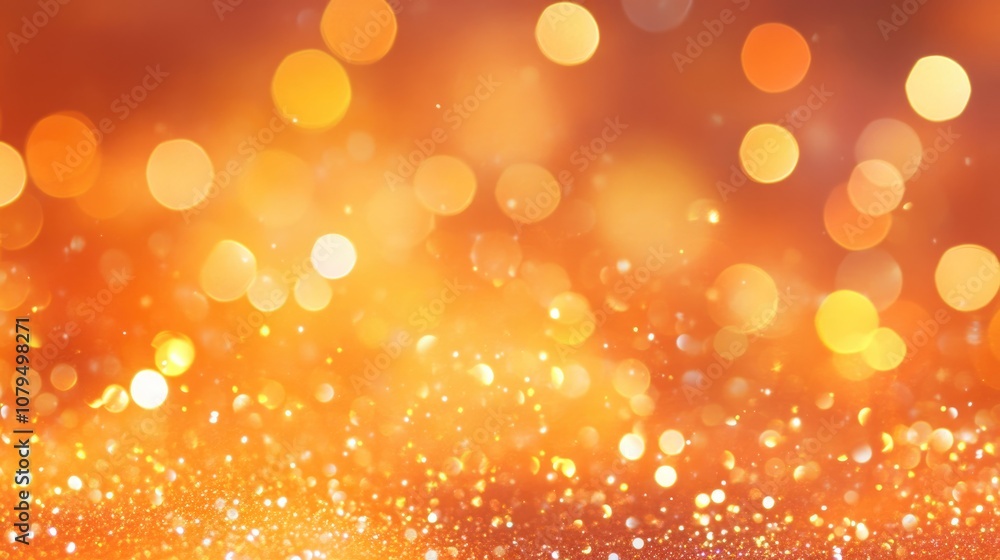 Poster abstract defocused background with vibrant orange tones featuring bright bokeh and glitter effects i