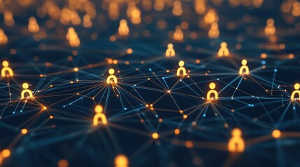 Digital Network of People Connected by Lines