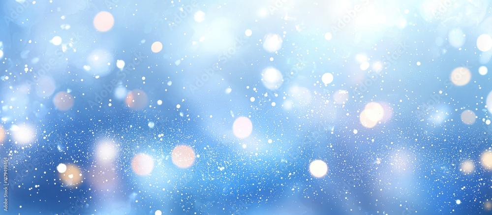 Aufkleber abstract white blue defocused background with bokeh lights
