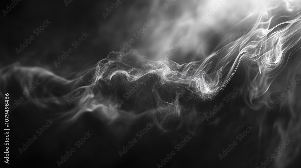 Poster abstract background featuring intricate swirls and soft fog captivating mist elegant black and white
