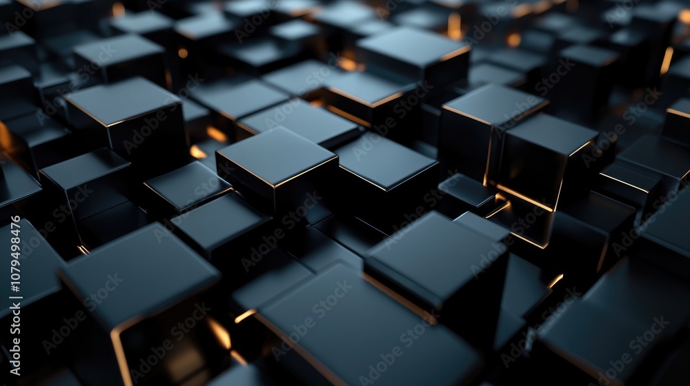Aufkleber black abstract background 3d illustration and rendering