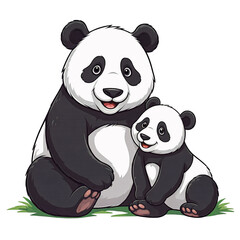 Family of african savage animal and its cub