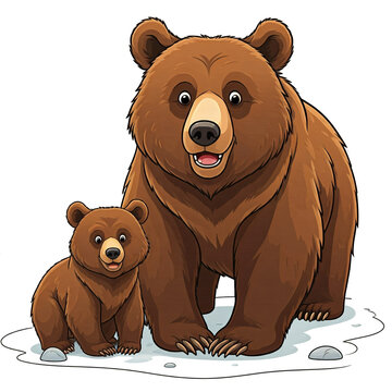 brown bears standing together clip art preview
