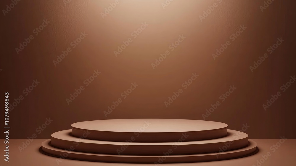 Poster elegant showcase pedestal with a brown abstract 3d rendered podium background