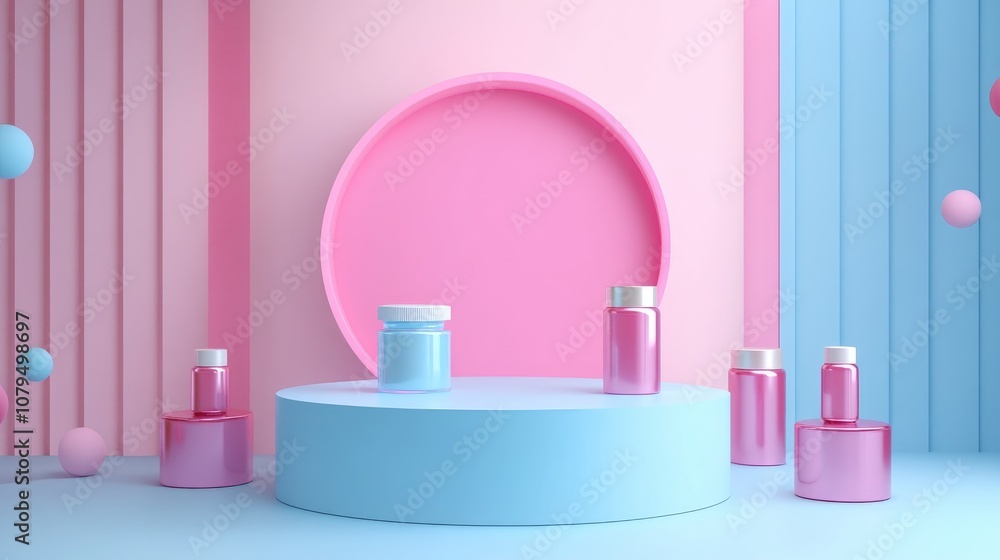 Poster 3D podium background with an empty product display shelf