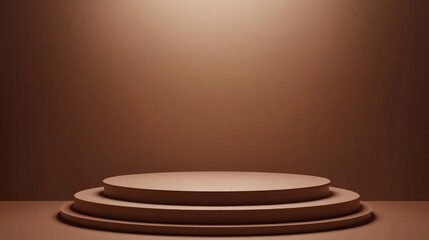 Obraz premium Elegant showcase pedestal with a brown abstract 3D rendered podium background