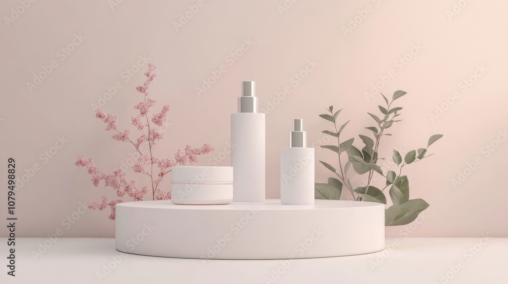 Poster 3d white podium background for product display ideal for showcasing items enhancing promotional effo