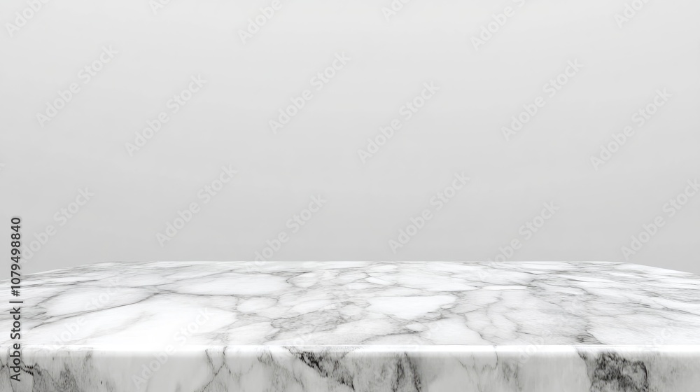 Aufkleber departmental perspective of a marble table on a white background high key style 3d rendering