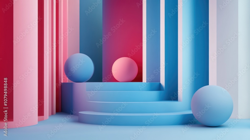 Aufkleber sophisticated minimalist geometric background 3d illustration 3d rendering