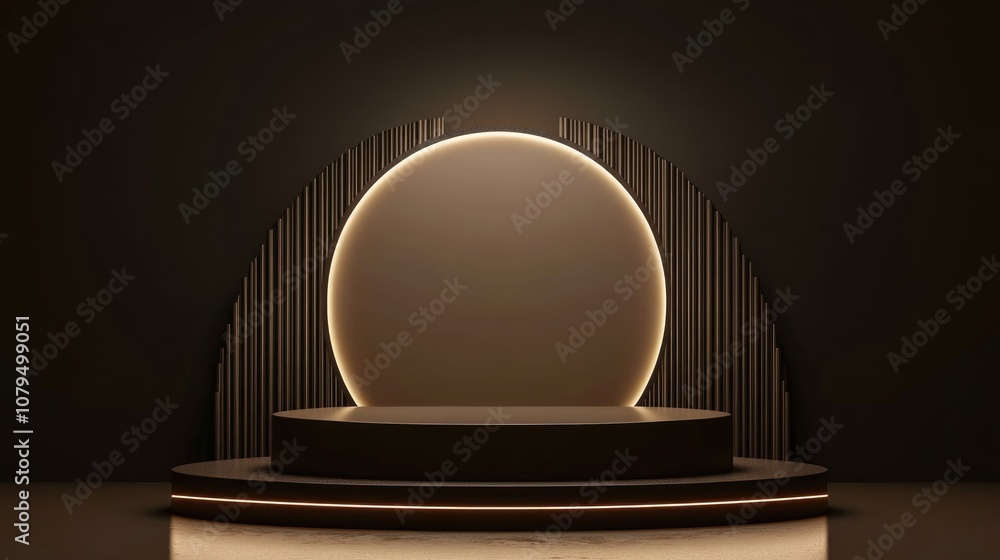 Poster 3d geometric podium with a brown backdrop for product display 3d rendered illustration