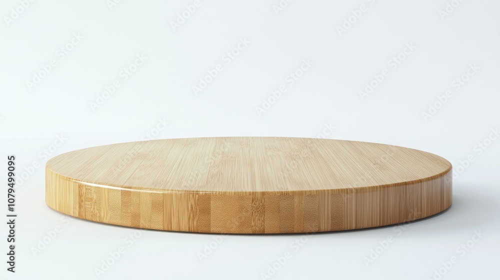 Poster wooden display podium on a white background 3d rendering