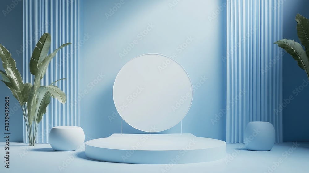 Poster Minimalist abstract backdrop featuring a podium designed for product display in a presentation context created through 3D rendering