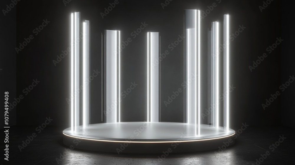 Aufkleber Illuminated Cylinder Display Stand 3D rendering
