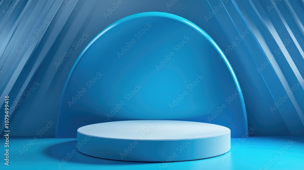 Aufkleber Minimalist 3D illustration of an empty podium cylinder pedestal for product display in an abstract setting