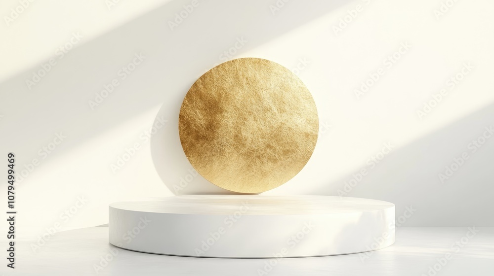 Poster blank podium for products with a luxury gold circle mock up of a winner s podium with a cylindrical 