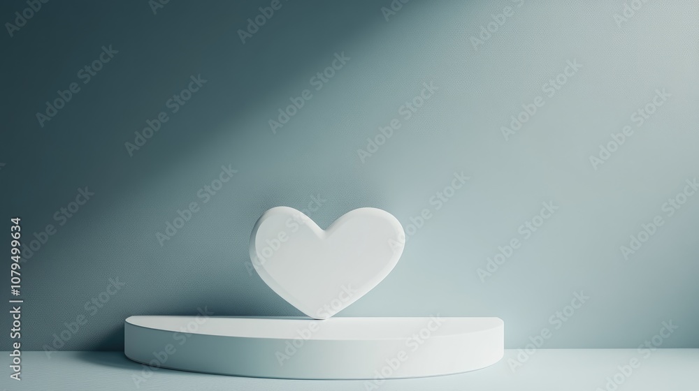 Poster Abstract minimalistic background for product showcase featuring a heart shaped podium 3D rendering of a blank display for showcasing products