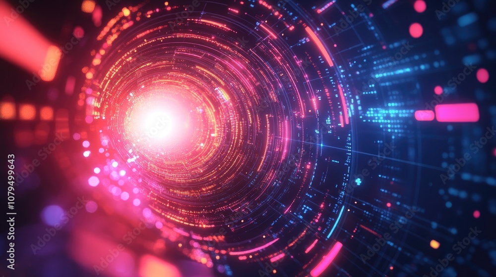 Leinwandbilder futuristic technology background in a cyberpunk style featuring glowing effects and illuminated line