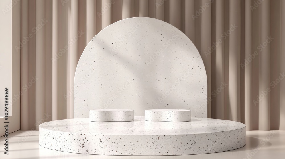Aufkleber white terrazzo podium 3d background platform featuring an advertising space for cosmetic product dis