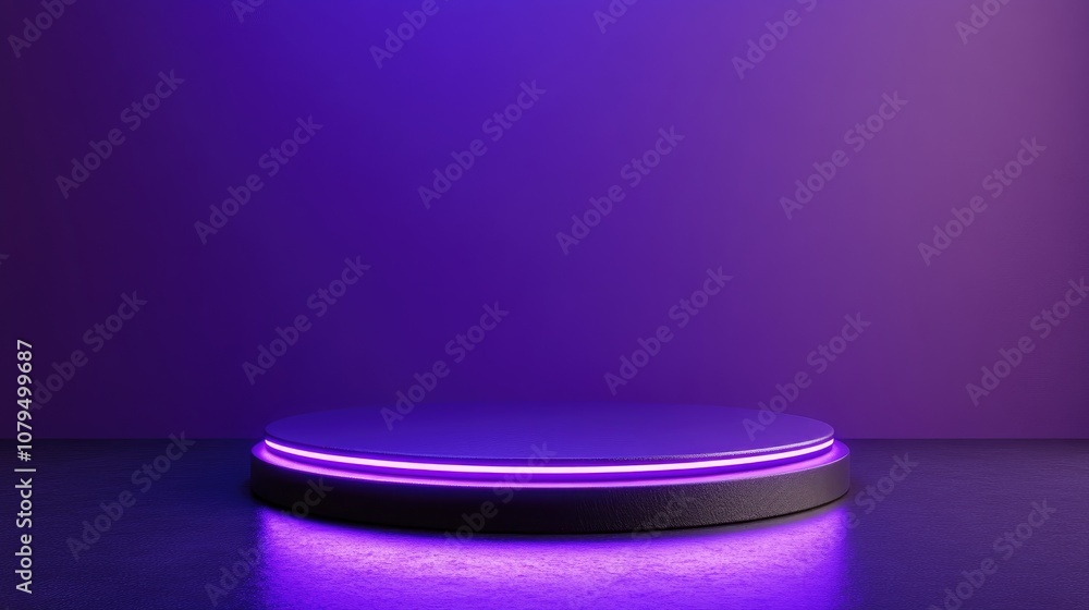 Aufkleber Purple podium with a solid color background and studio lighting featuring a clean modern minimal mockup presentation Suitable platform for web and advertising use showcasing internet products 3D r