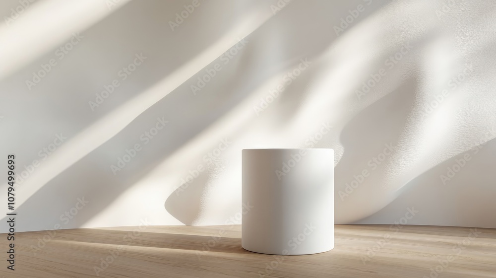 Aufkleber White cylinder with an abstract modern background 3D model mockup 3D illustration