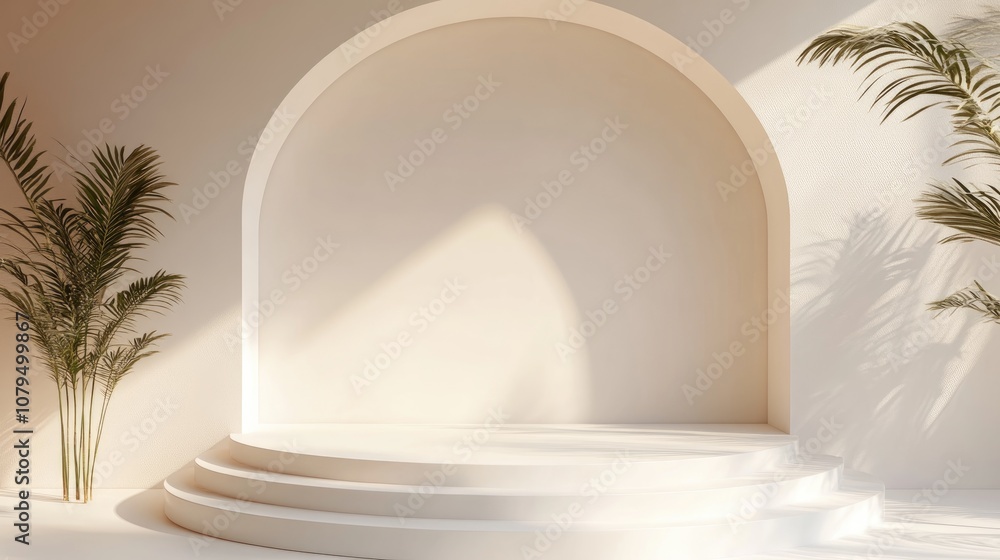 Aufkleber Podium setup for mock up presentation in a minimalist style featuring ample copy space 3D rendered abstract background design