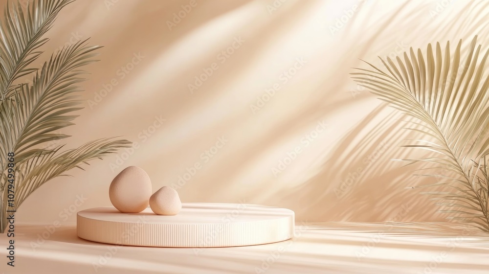 Poster minimal podium display background in a soft peach skin tone 3d illustration