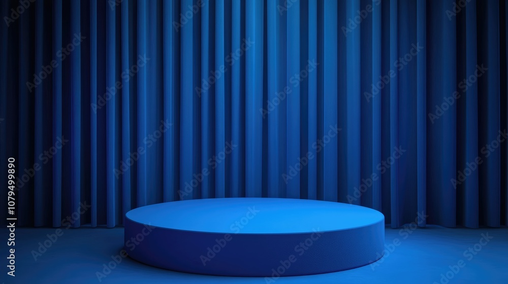 Aufkleber 3D blue cylindrical podium with a minimalist studio backdrop Abstract geometric shape illustration rendering Display for technology products
