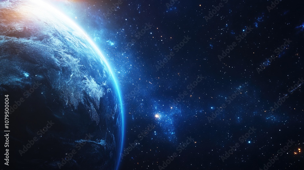 Aufkleber abstract blue space background featuring earth and galaxy showcasing a planetary glow ideal for scie