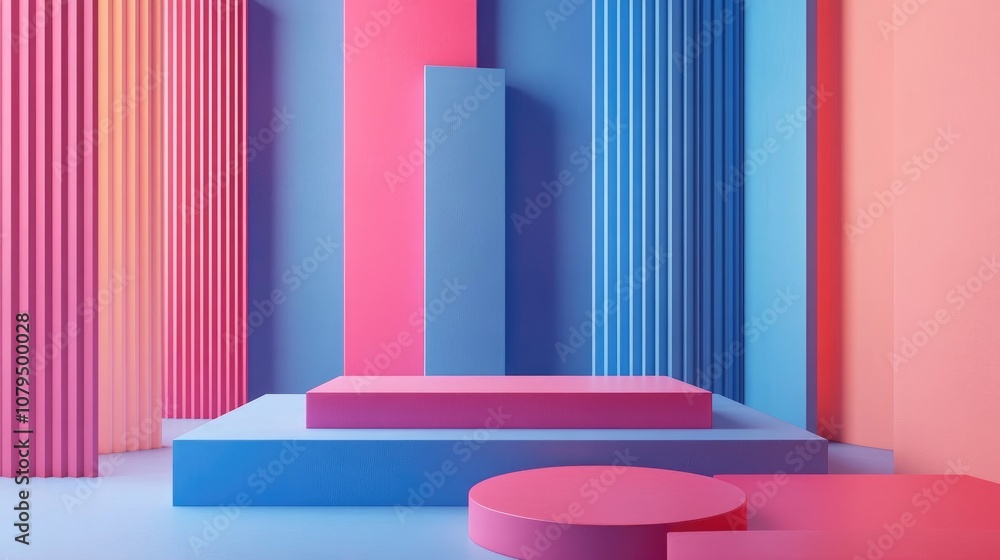 Aufkleber Sleek geometric background in a minimalist style 3D illustration and rendering