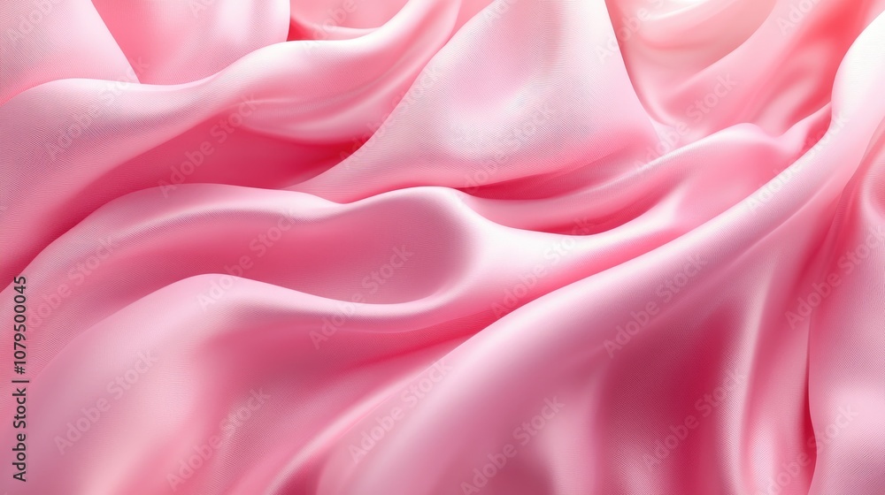 Aufkleber 3D render of an abstract background featuring flowing pink silk drapery creating a wavy fashionable wallpaper effect with softly falling fabric