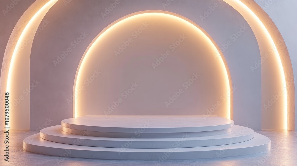 Aufkleber Futuristic display pedestal Empty podium for products 3D rendering