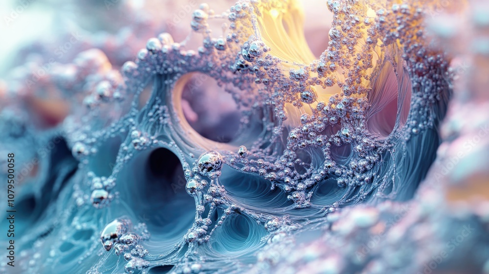 Aufkleber dynamic organic structure featuring hyper realistic details complemented by abstract waves and a sur