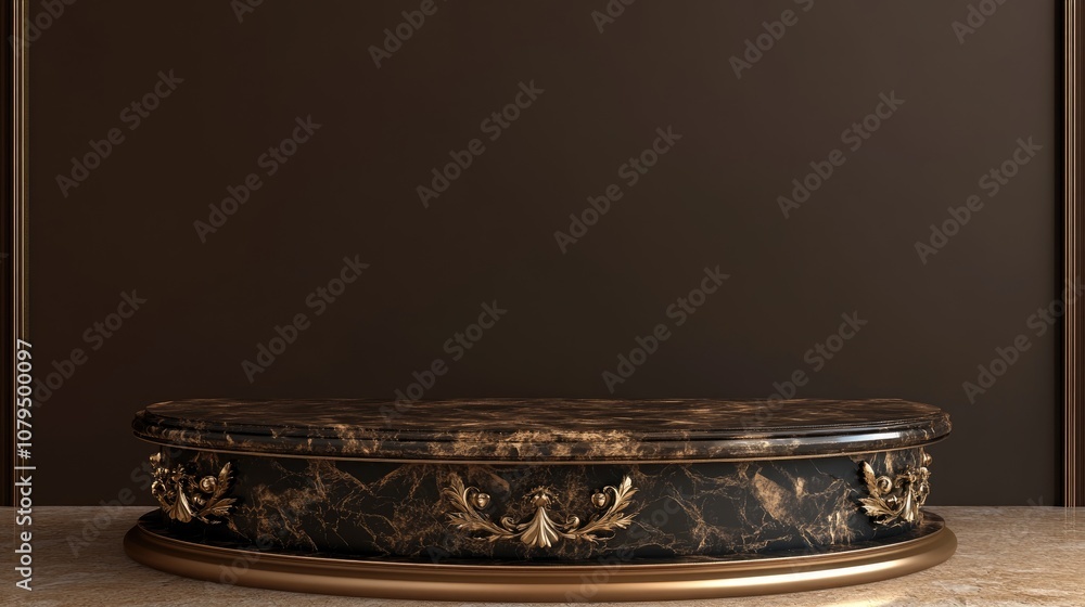 Aufkleber 3d luxury podium on a brown background designed in a classic style for showcasing products 3d render