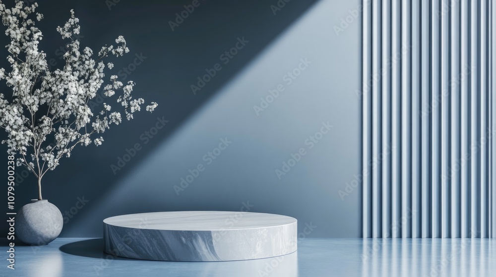Fototapete minimalist composition featuring a podium against an abstract backdrop geometric shapes in classic b