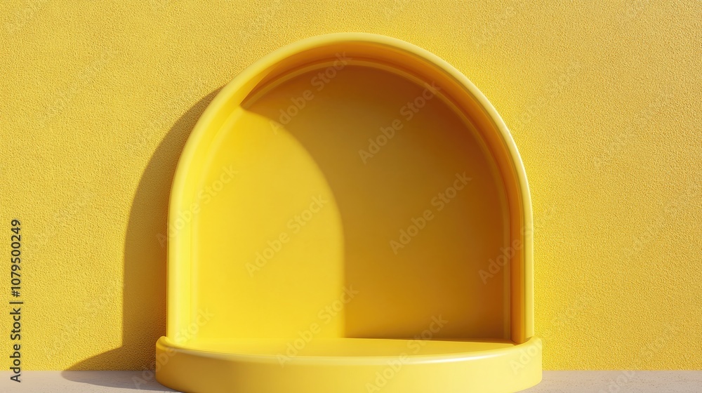 Poster 3d rendering of a display podium for presenting objects or products in vibrant yellow hues