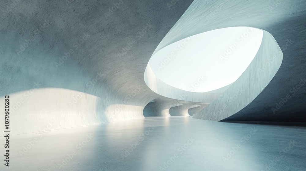 Poster abstract empty concrete space featuring a curved wall and blank floor representing a modern showroom