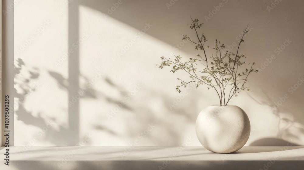 Aufkleber 3D Render of an Abstract Composition Featuring a Round Pedestal Minimalist Studio Environment with Copy Space Modern Interior Backdrop for Landing Page Display and Product Presentation