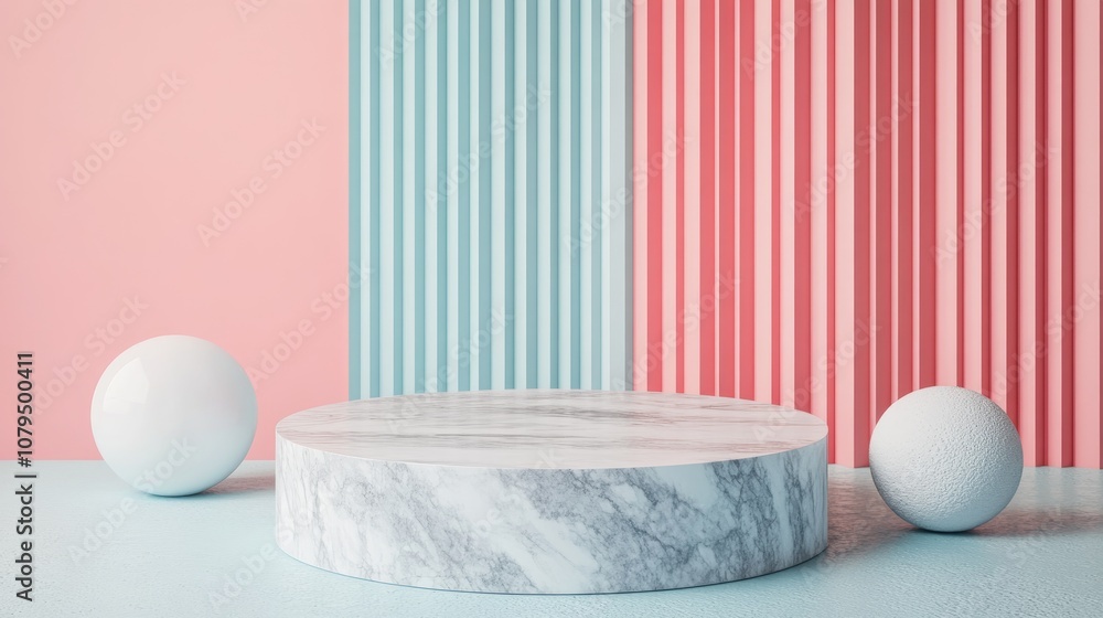 Aufkleber 3d rendering of a mockup podium designed for product presentation featuring an abstract minimal conc