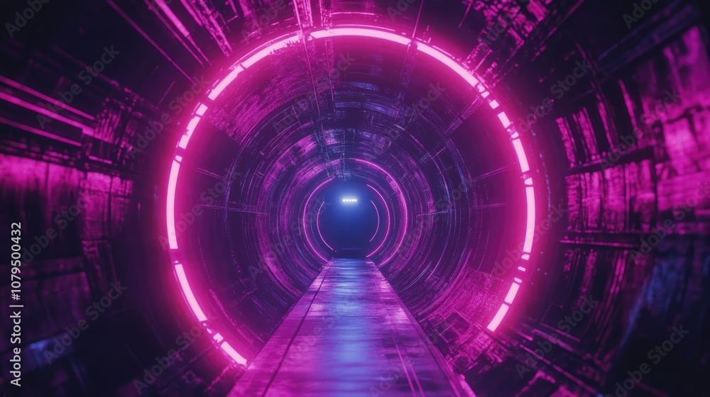Aufkleber abstract neon tunnel with vibrant light effects creating a mesmerizing background