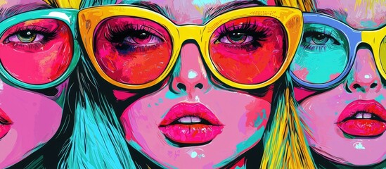 Close View Of Creative Pop Art Fashion Girls