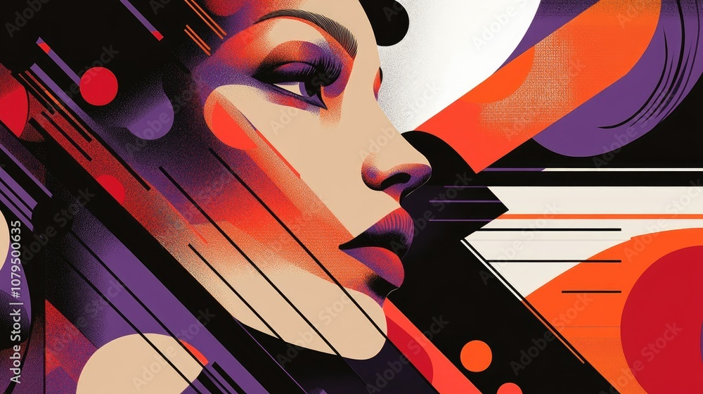 Poster intersecting slanting lines form an appealing composition in this stunning illustration