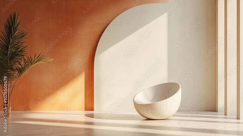Aufkleber 3D render of a vacant product display stand featuring an abstract minimal design with a blank space and a clean luxurious minimalist mockup