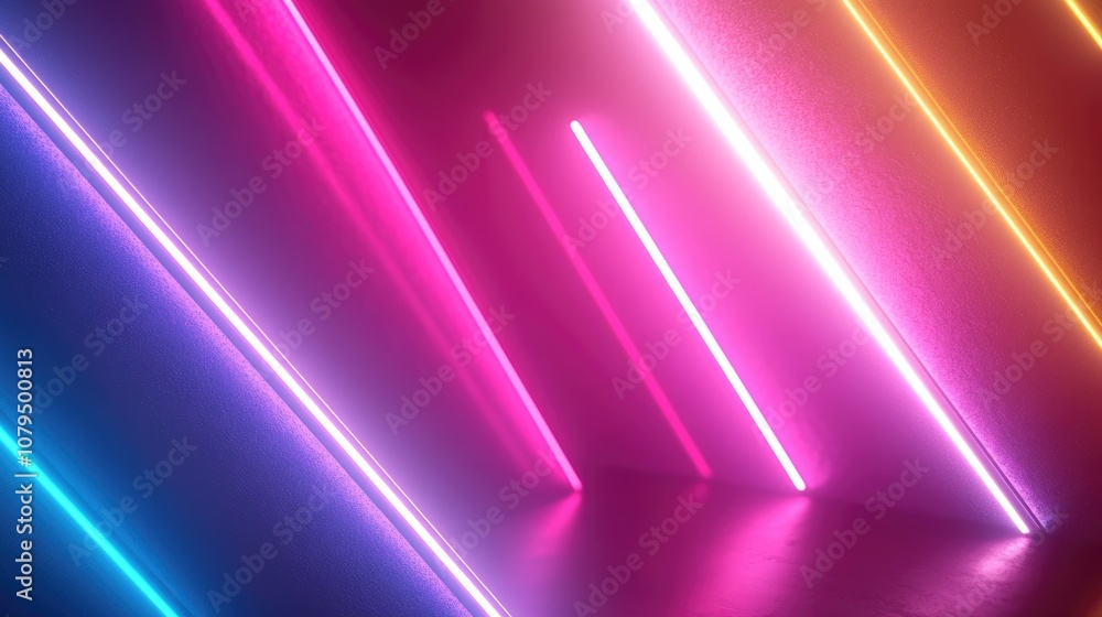 Poster abstract glowing neon lines in vibrant colors futuristic laser background 3d rendering