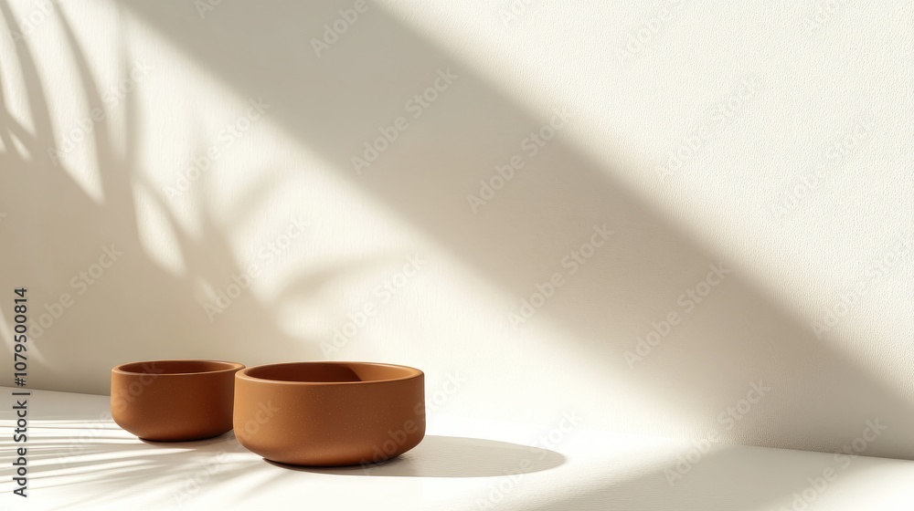 Poster Brown product display in a white studio setting featuring a minimalistic design 3D render