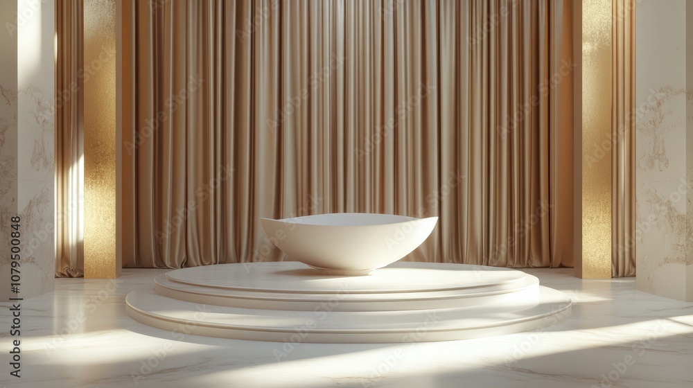 Poster Elegant backdrop featuring a pedestal and display case 3D illustration and rendering