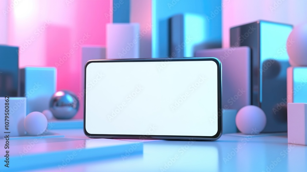 Poster modern abstract gadgets featuring a blank screen ideal as a template for various content application